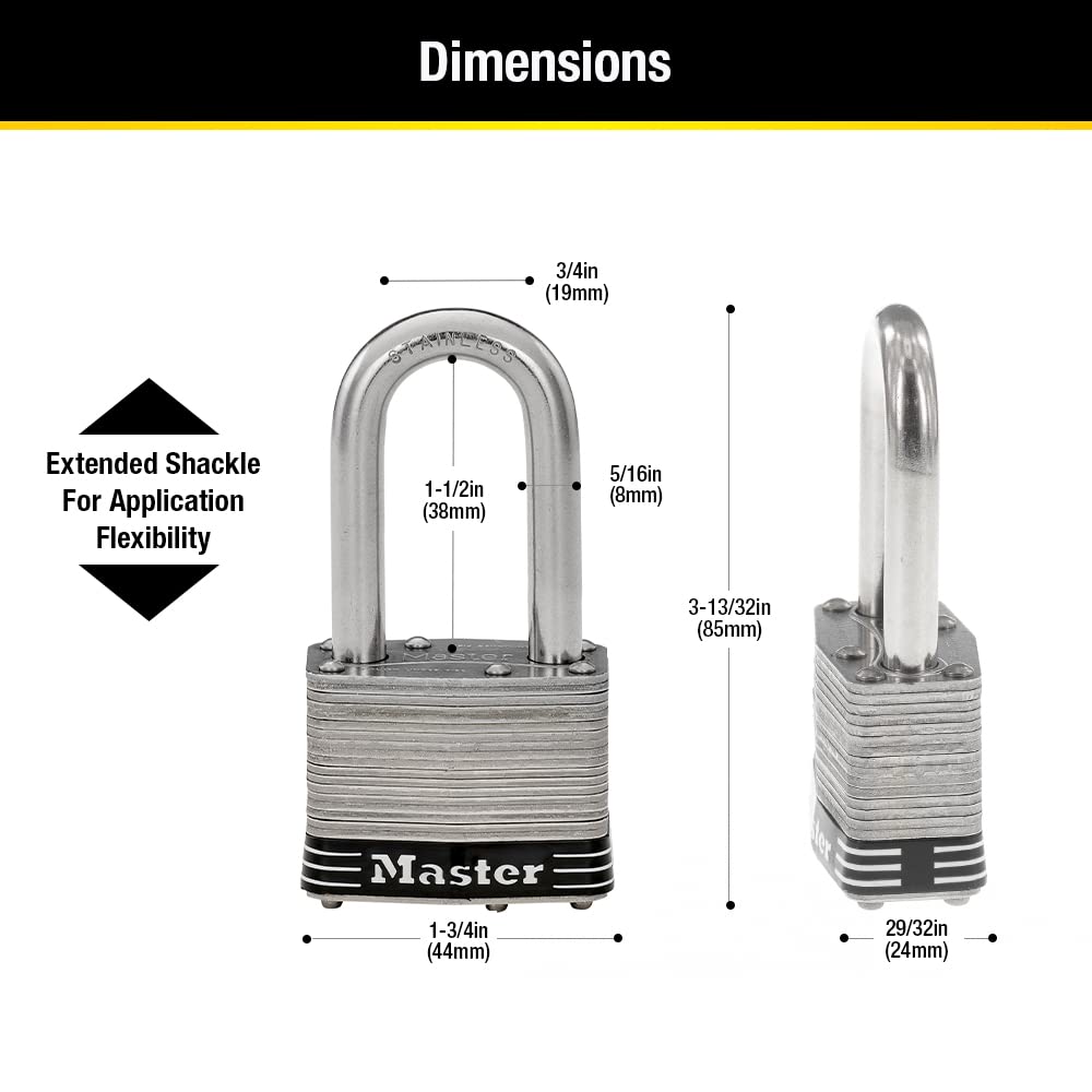 Stainless Steel Keyed-Alike Padlock 4 Pack Y3234
