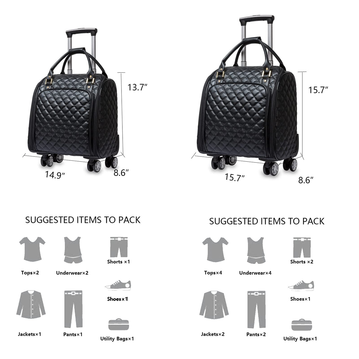 Leather Expandable Spinner Underseat Carry On Luggage U10538