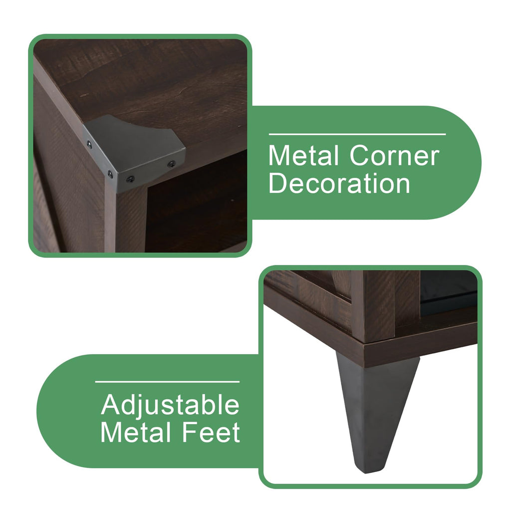 65" Fireplace TV Stand with 60" Glass Electric Fireplace J60956
