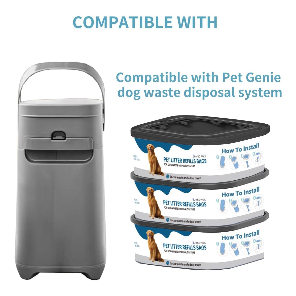 6 Pack Jumbo Square Refills Pet Waste Bags Q434884