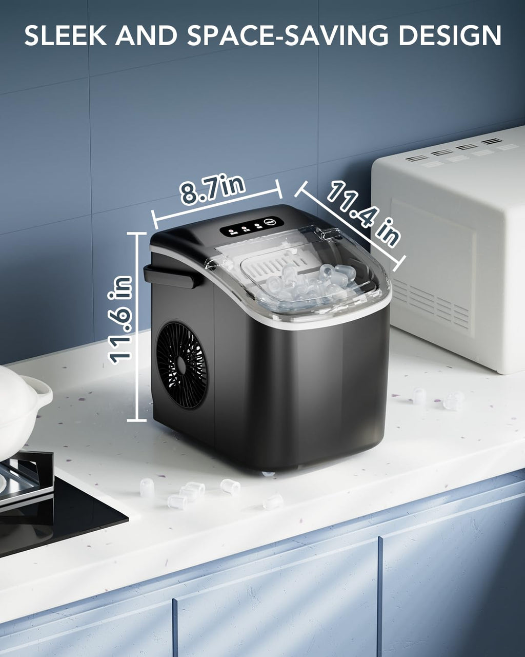 Black Countertop Ice Maker with Ice Scoop & Basket K52939