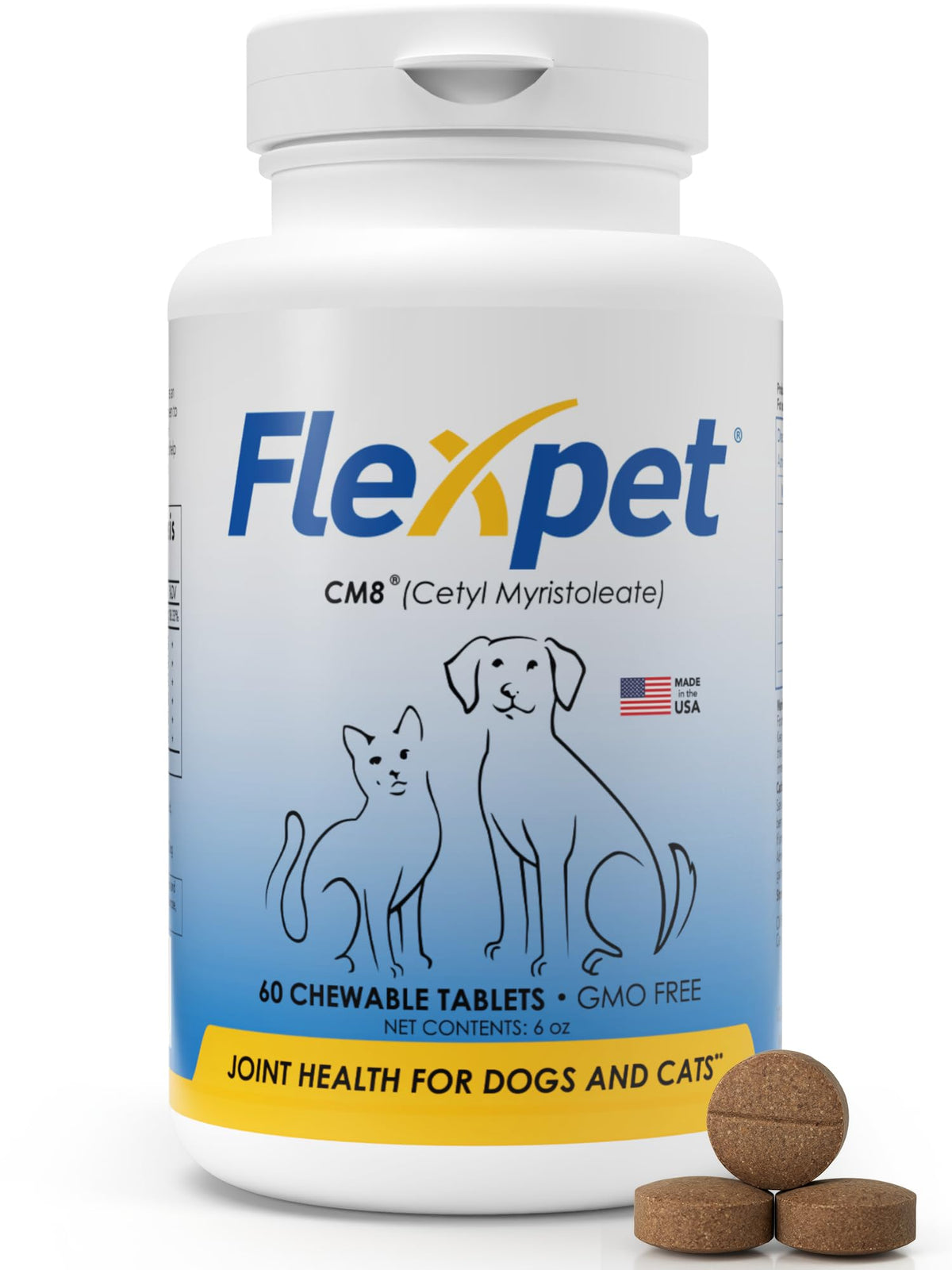 Hip & Joint Supplement for Dogs & Cats with Glucosamine, Collagen, MSM - 60 Tablets P80523