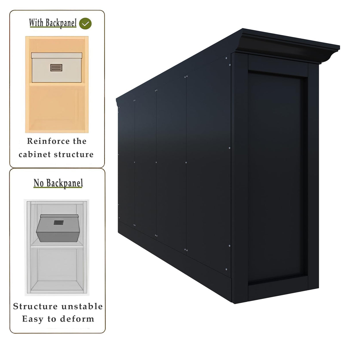 Black 8-Cube Open Bookcase with 2-Tier Low Cabinet U74791