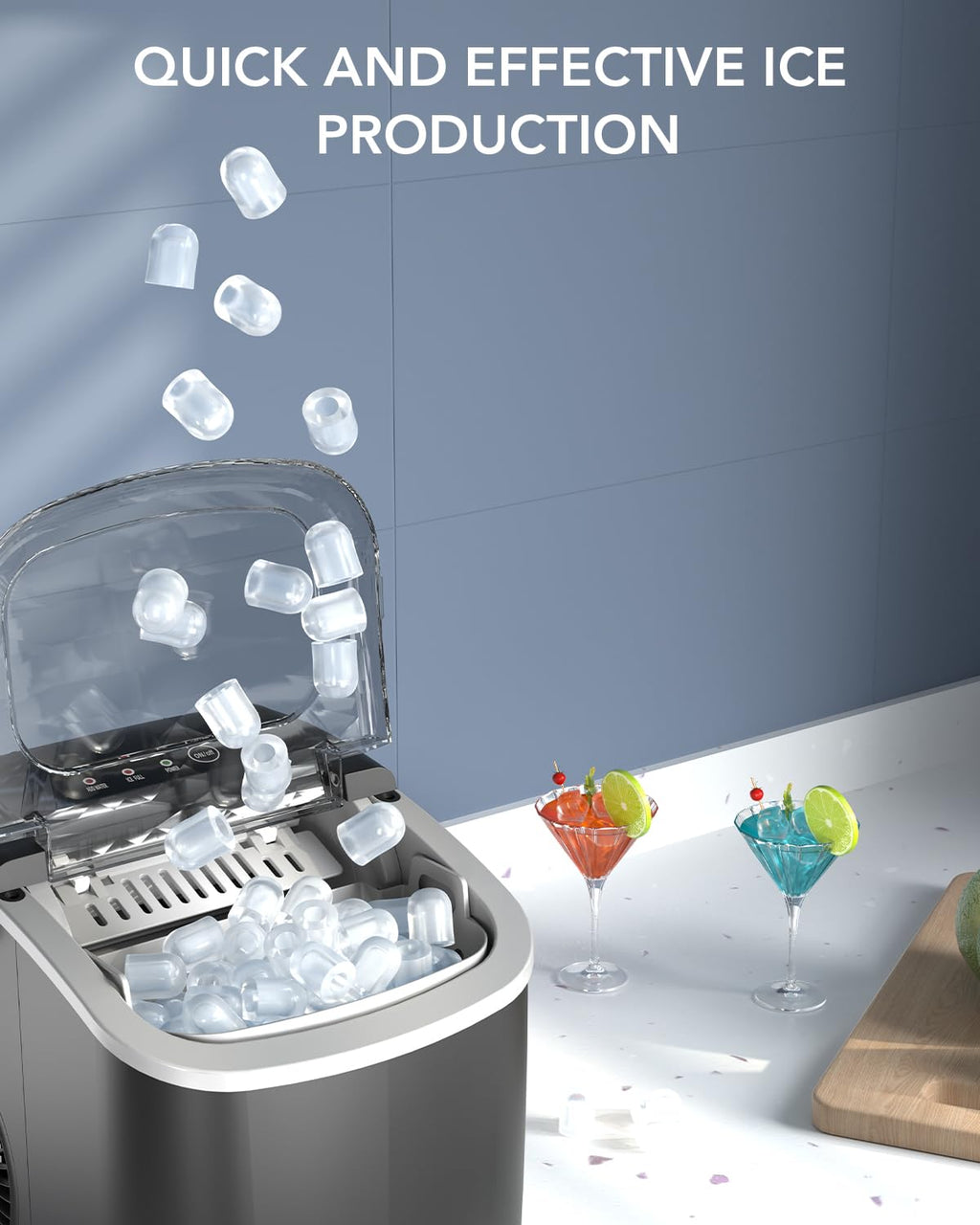 Black Countertop Ice Maker with Ice Scoop & Basket K52939