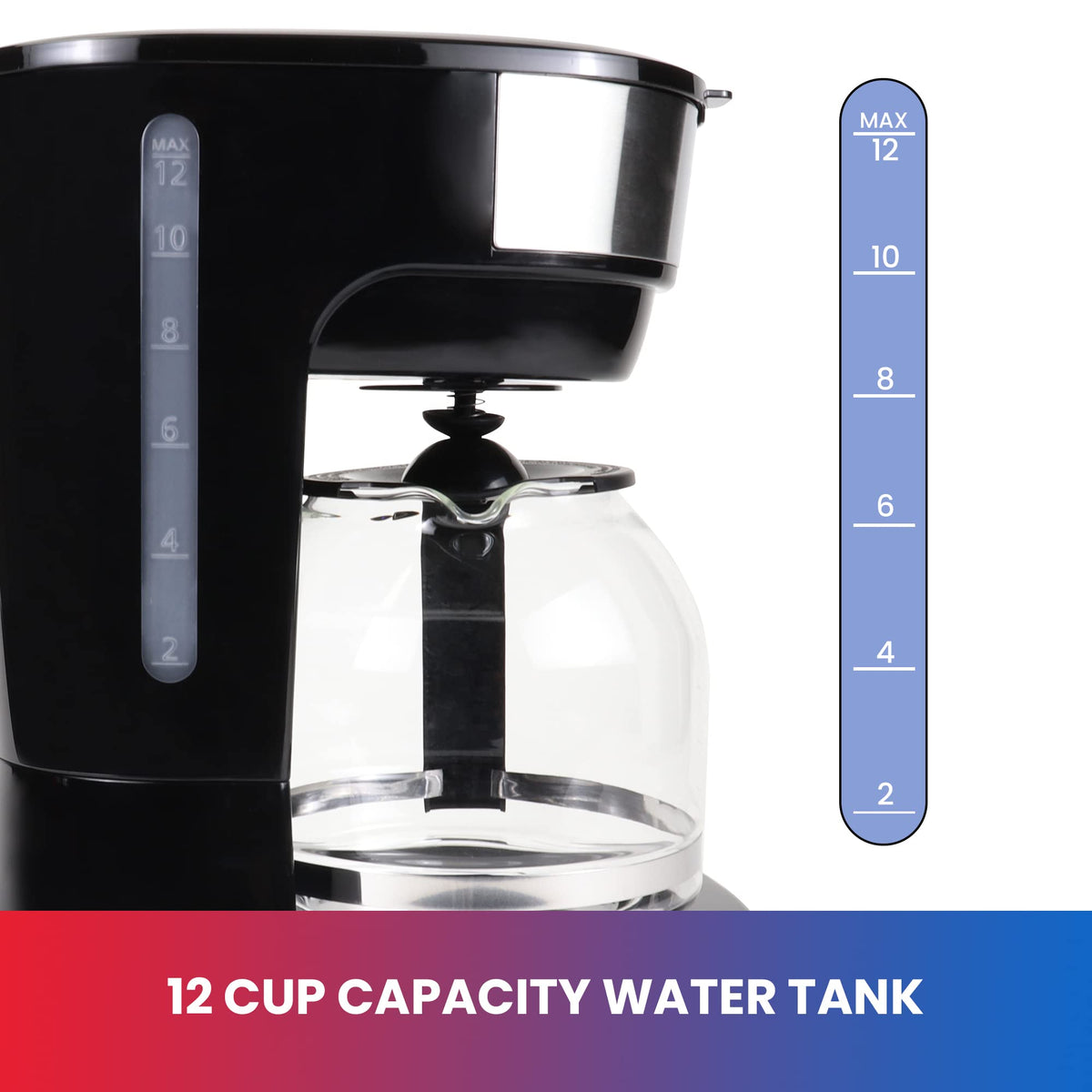 Programmable Coffee Maker Stainless Steel 12-Cup Glass Carafe Black/Gray E346740