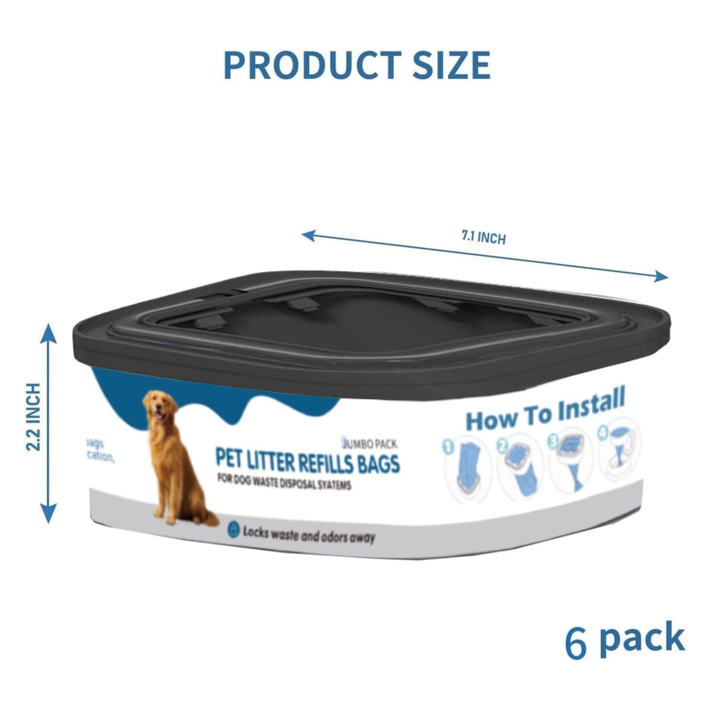 6 Pack Jumbo Square Refills Pet Waste Bags Q434884