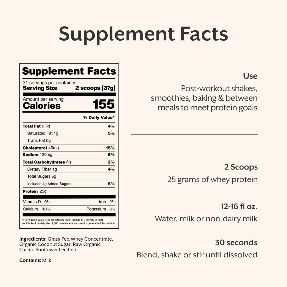 Whey Protein Powder Raw Chocolate 5 Pound K46609