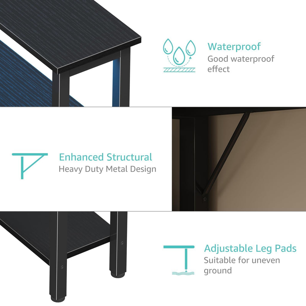 L Shaped Gaming Desk with Storage Shelves, 47 inch Black Y706518