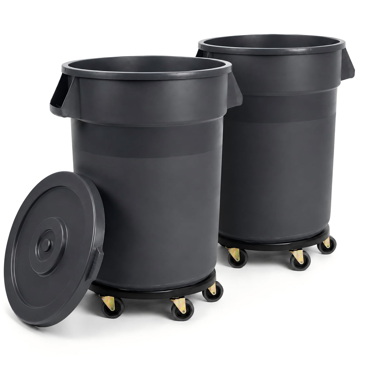 32 Gallon Trash Can with Wheels and Lid, 2 Pack J908