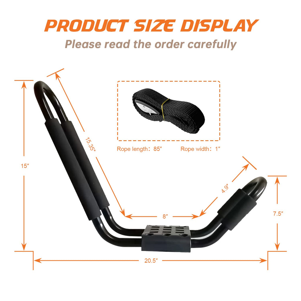 2 Pair J-Bar Kayak Roof Rack with 4 Ropes M3786