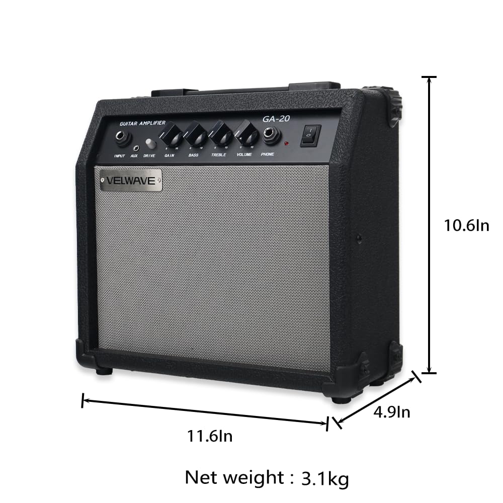 20W Black Portable Electric Guitar Amplifier I38069