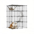 4-Tier Metal Wire Cat Cage with Hammock, Platforms & Ramps, Black L612056