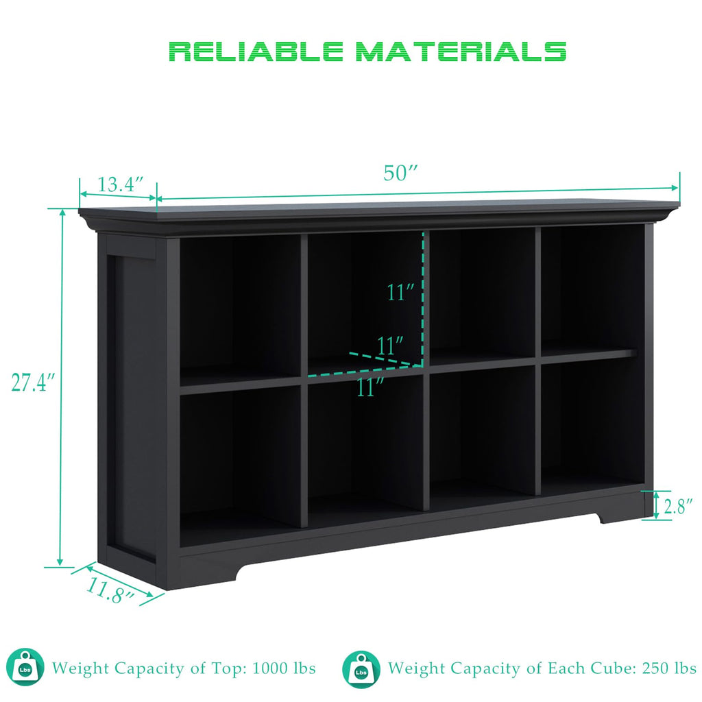 Black 8-Cube Open Bookcase with 2-Tier Low Cabinet U74791