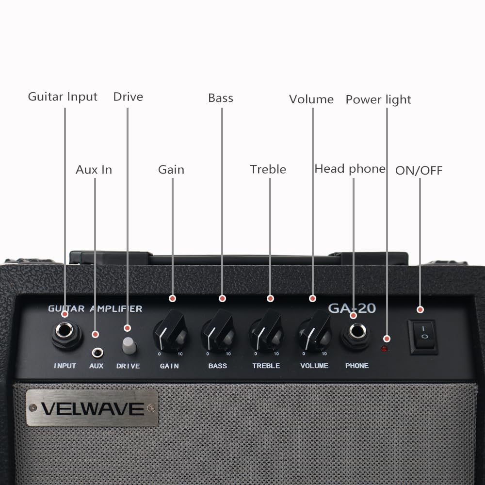 20W Black Portable Electric Guitar Amplifier I38069