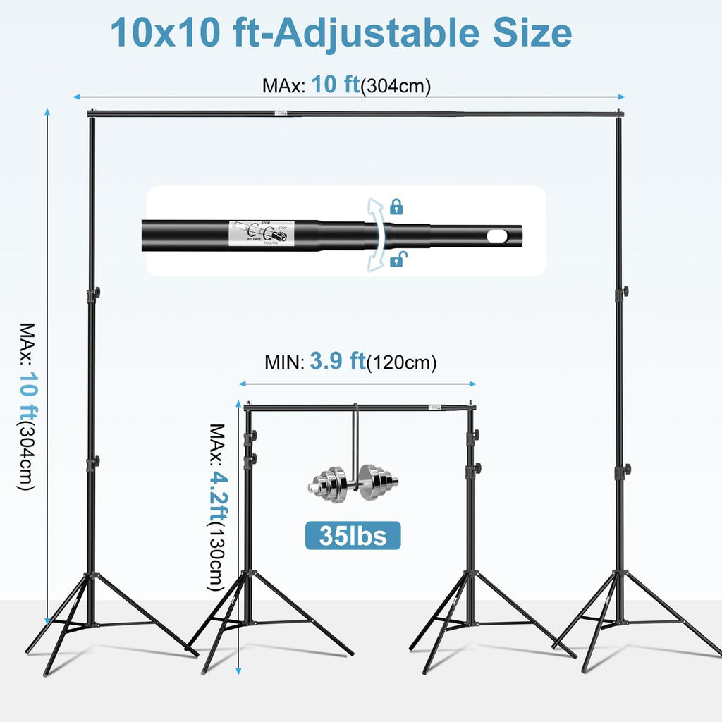 10x10Ft Heavy Duty Adjustable Backdrop Stand D676
