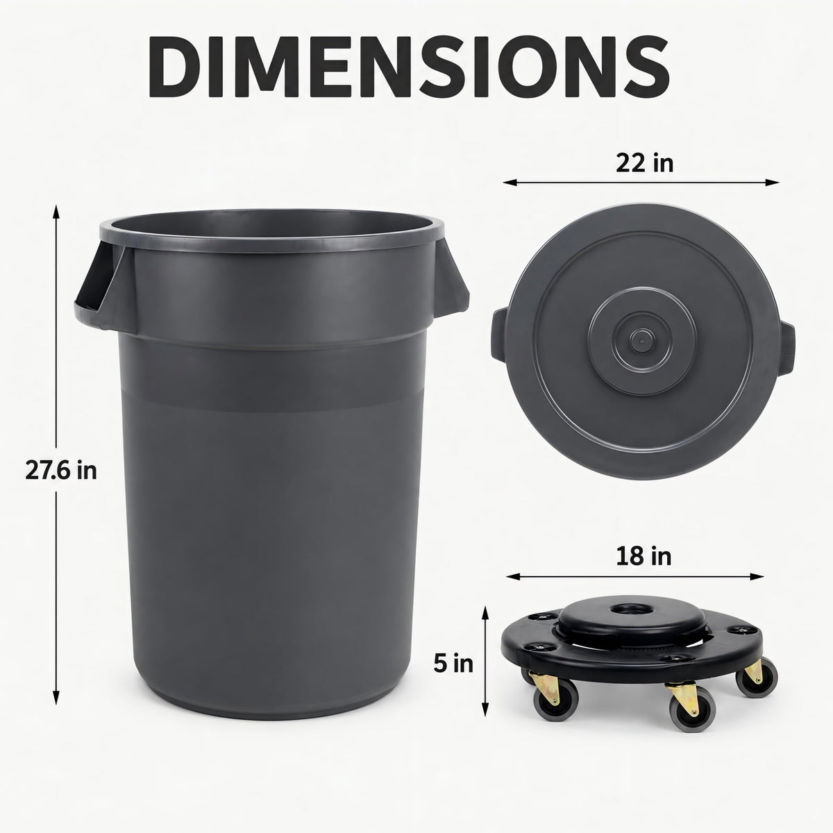 32 Gallon Trash Can with Wheels and Lid, 2 Pack J908
