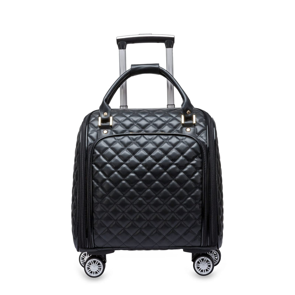 Leather Expandable Spinner Underseat Carry On Luggage U10538