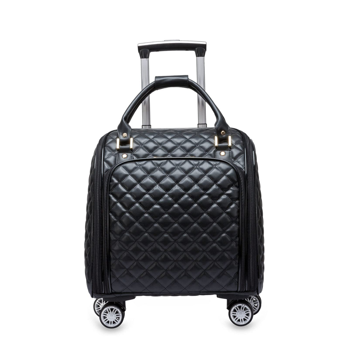 Leather Expandable Spinner Underseat Carry On Luggage U10538