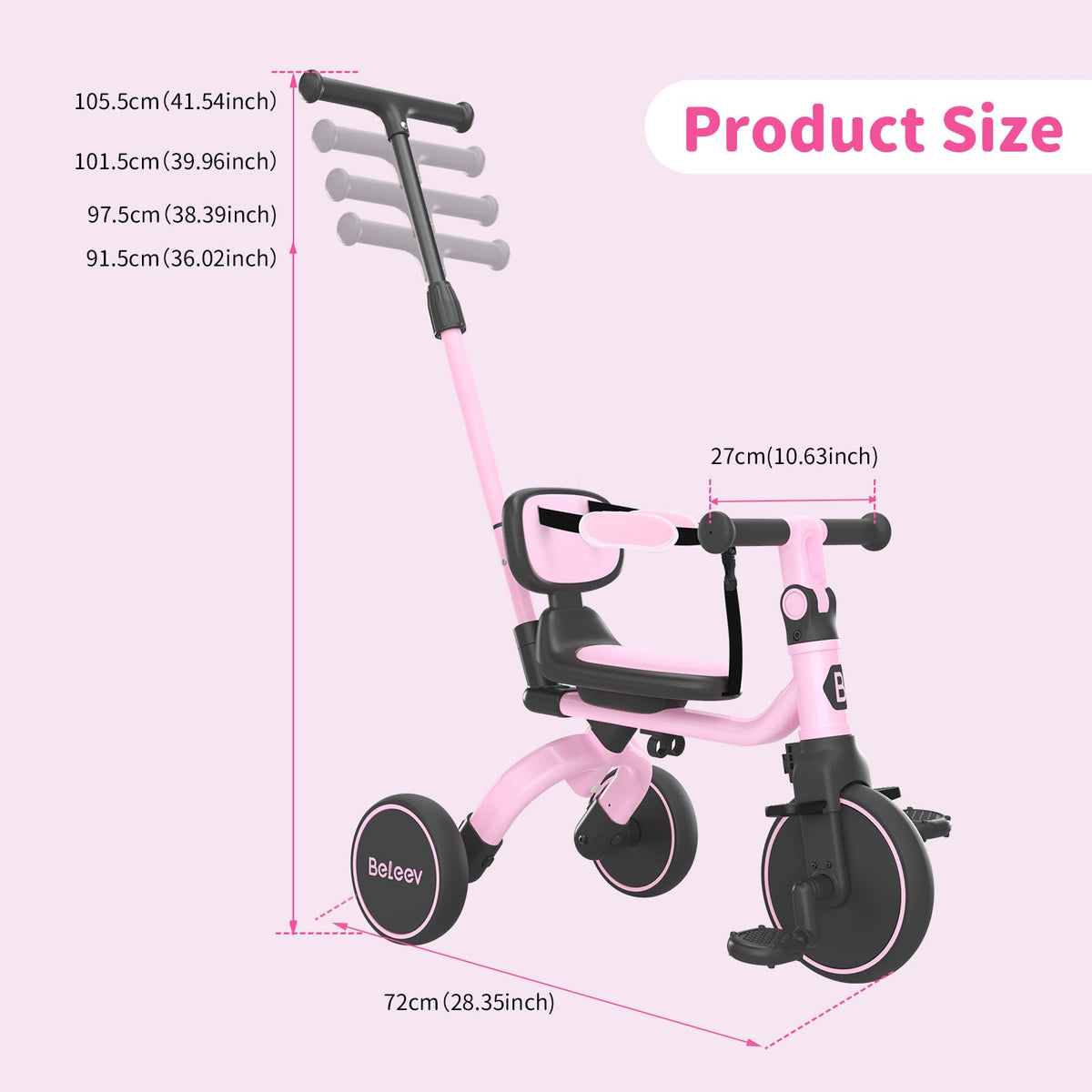 5 in 1 Toddler Tricycle & Balance Bike L6838