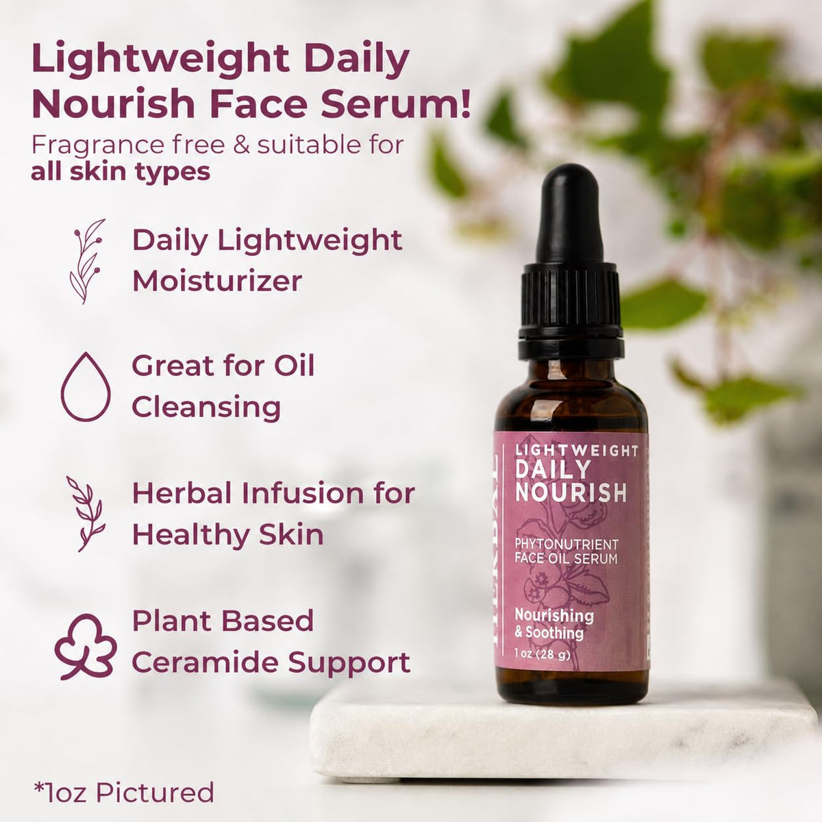 Unscented Plant Based Face Oil Serum, 1 oz M426