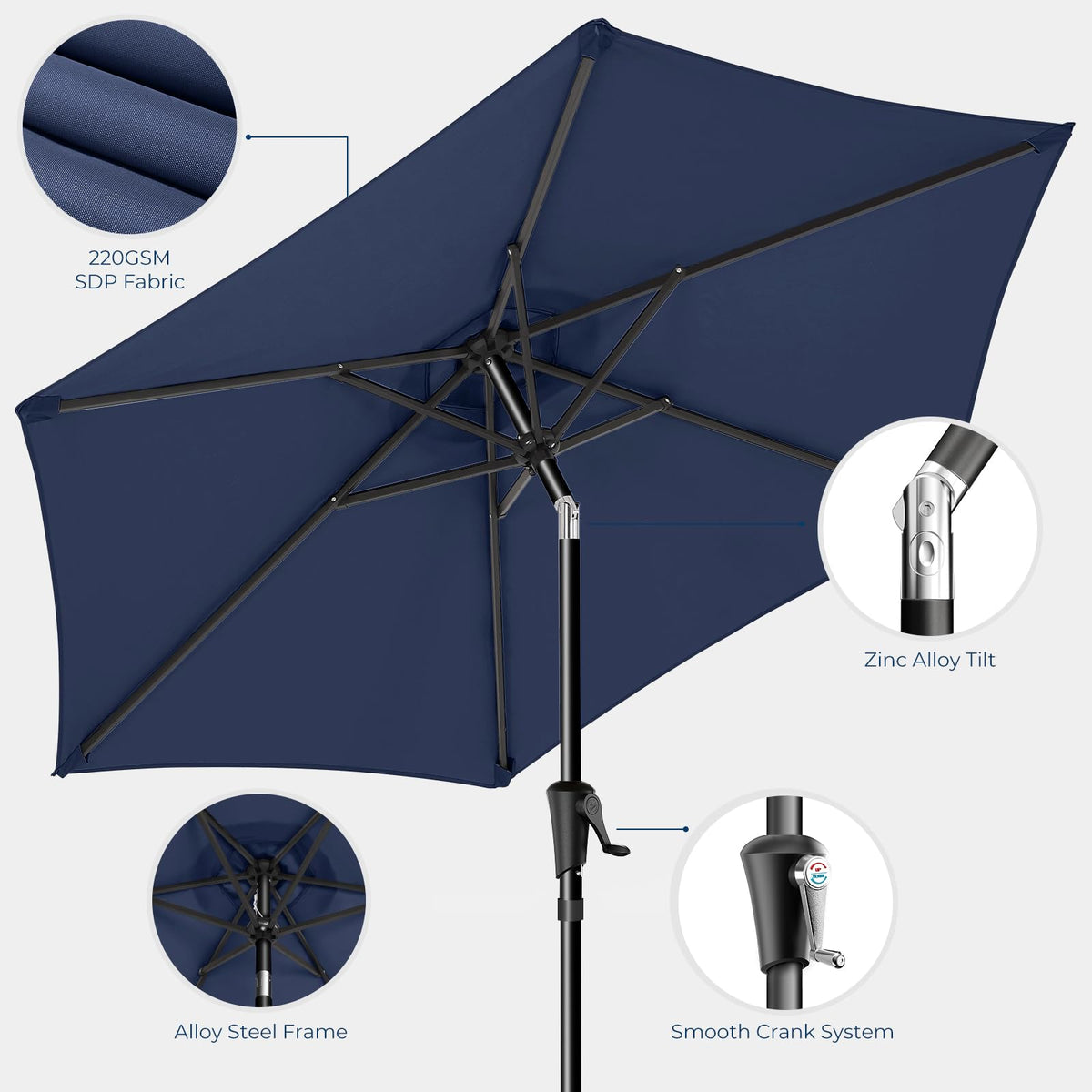 9FT Outdoor Patio Umbrella Navy Blue N22166