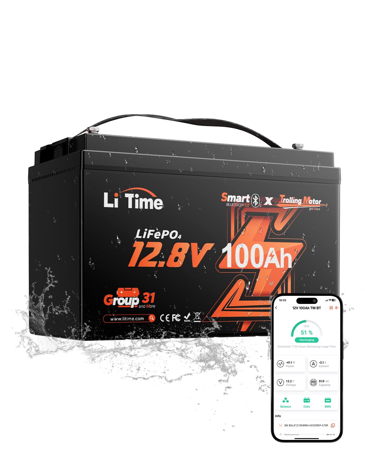 12V 100Ah LiFePO4 Trolling Motor Battery E794043