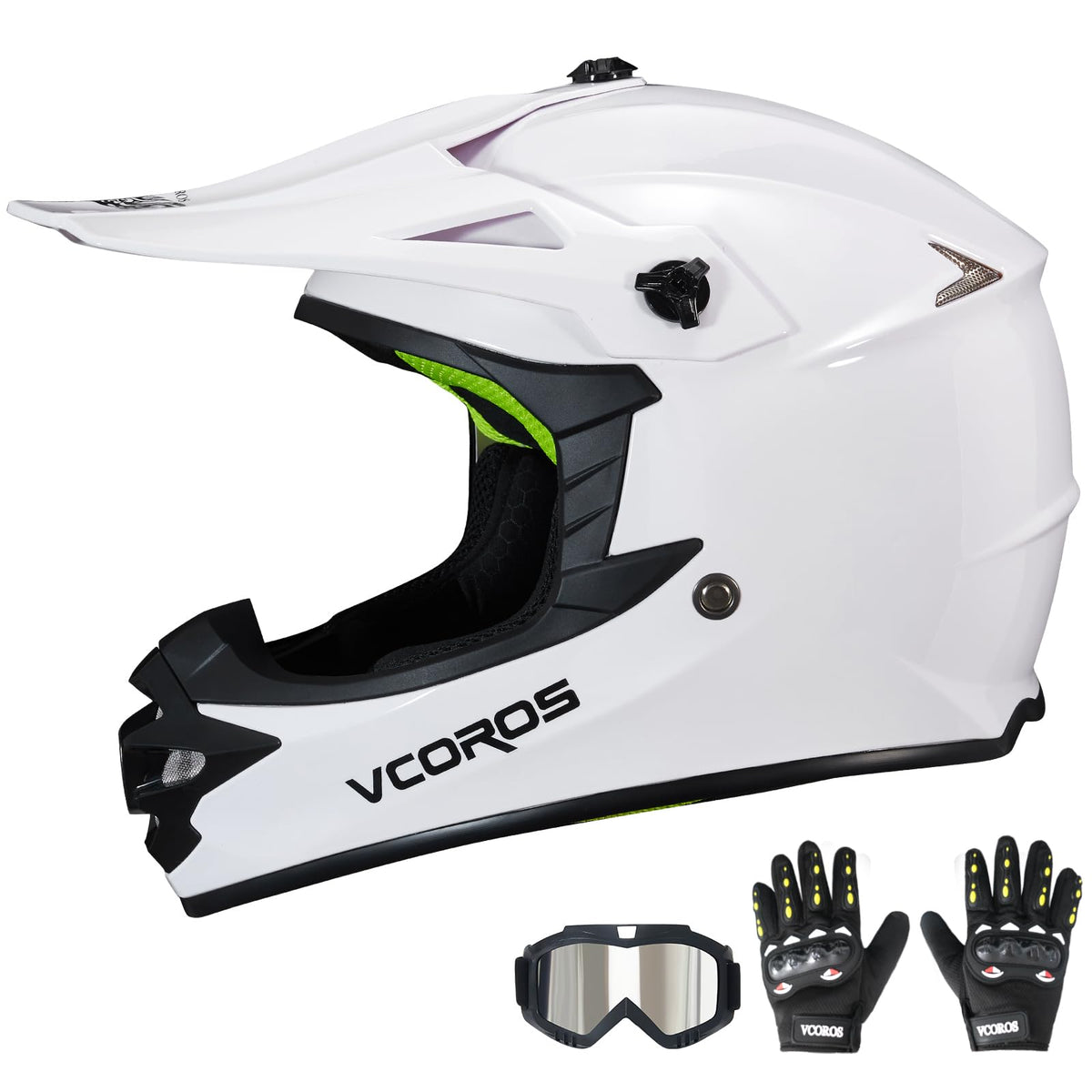 Kids Dirt Bike Helmet Set with Goggles Gloves T450