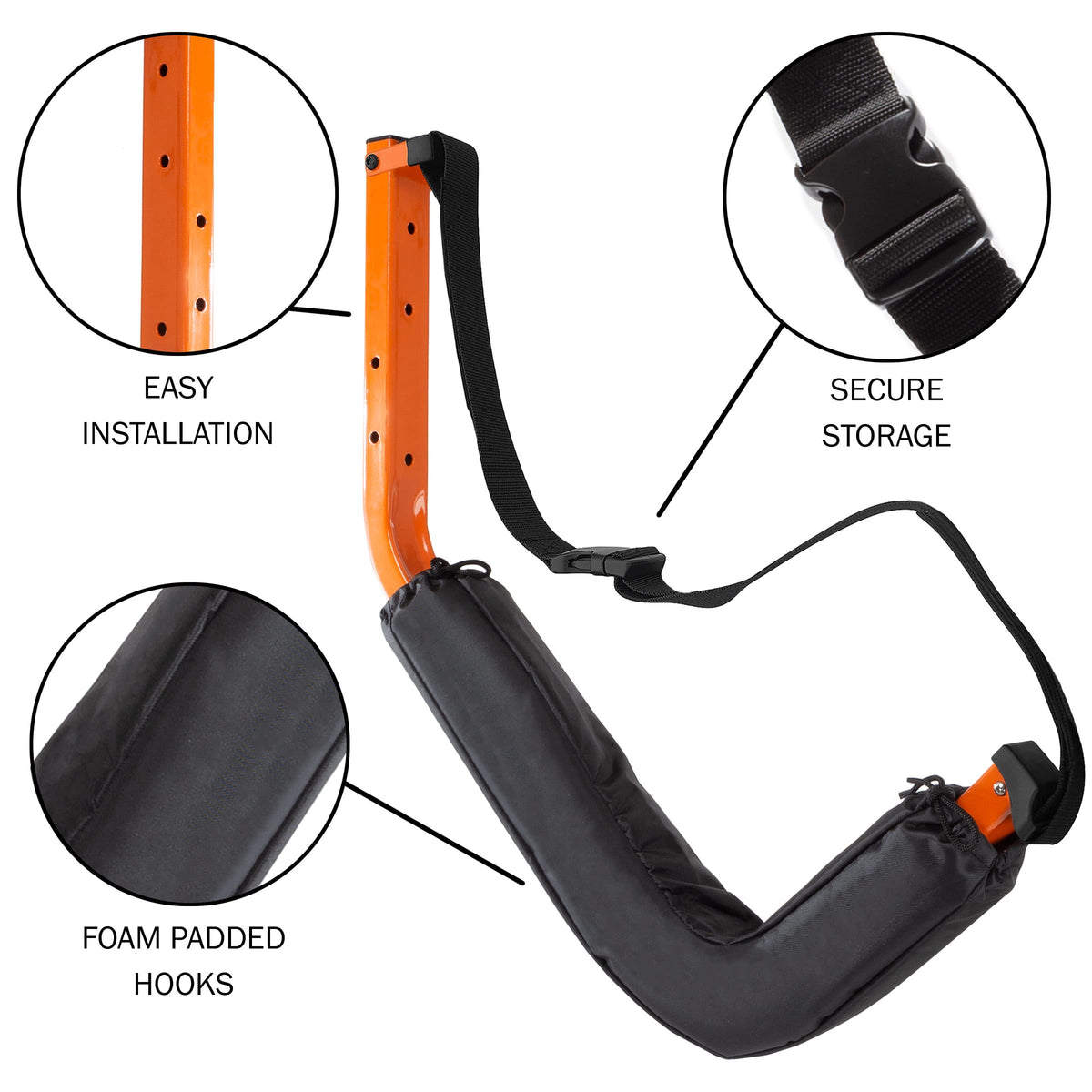 Kayak Storage Hooks Set of 2 Wall Mount 125lbs Capacity F447173