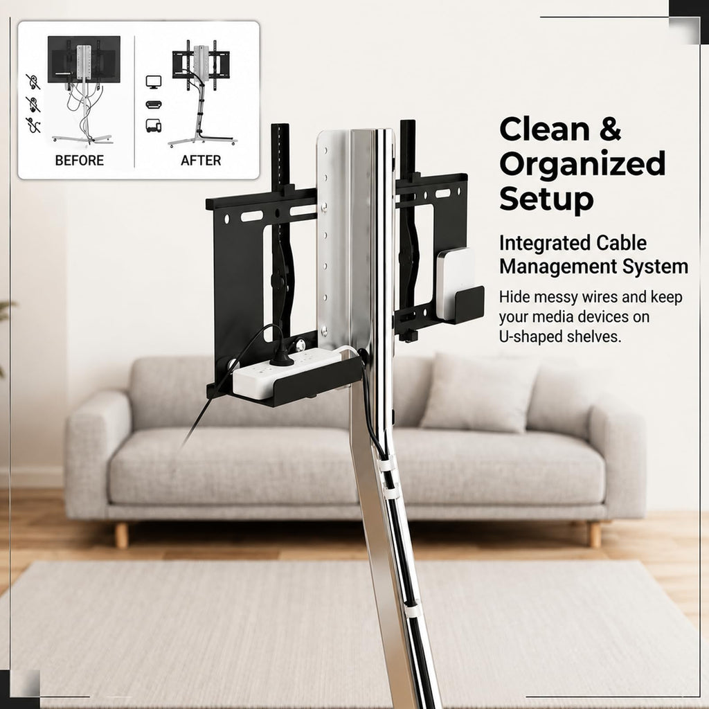 Rolling TV Stand Mount for 40” to 70” TVs up to 88 lbs with Wheels Q6912
