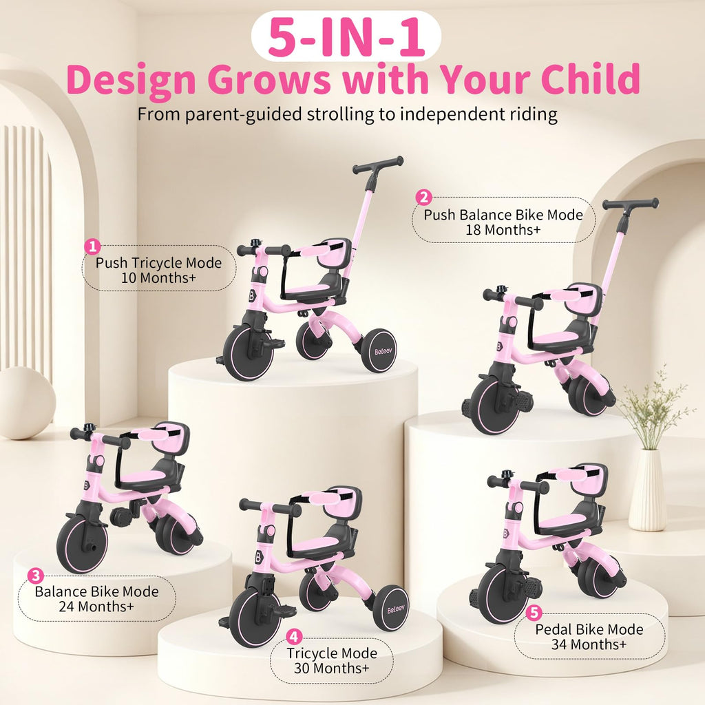 5 in 1 Toddler Tricycle & Balance Bike L6838