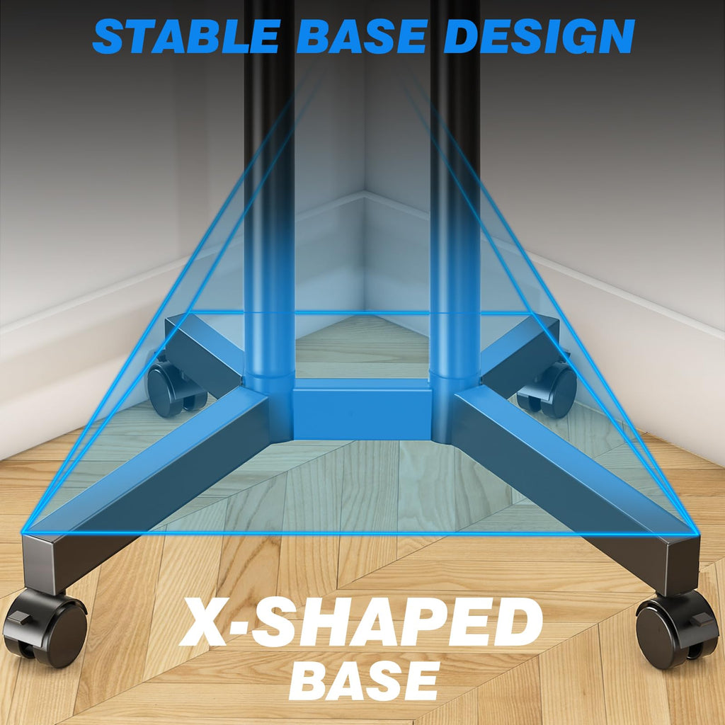 Rolling TV Stand with Laptop Shelf, Height Adjustable up to 88lbs K91466