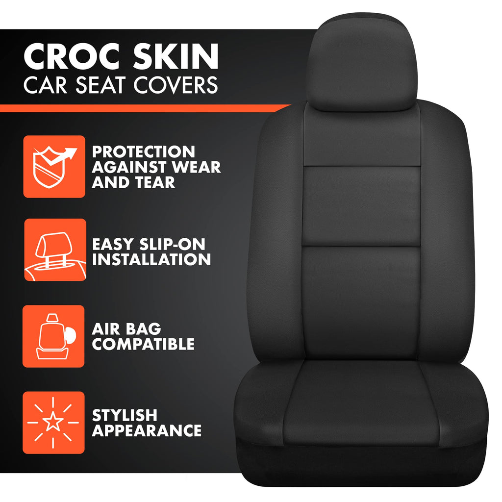 Faux Leather Car Seat Cover Full Set Black Y193