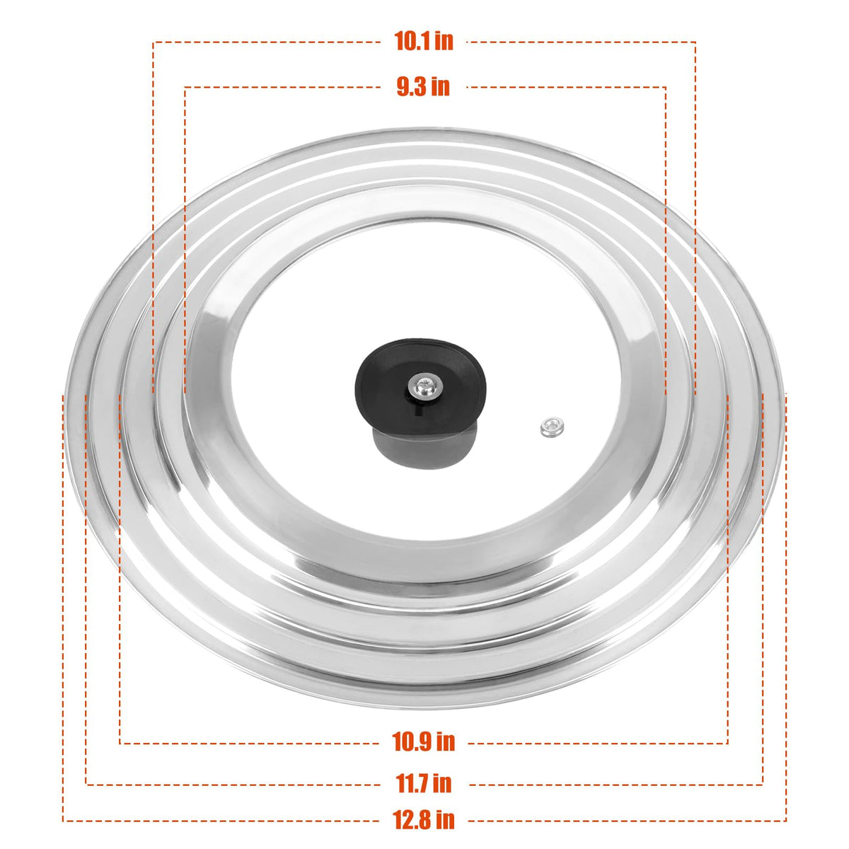 Universal Lid for Pots and Pans Skillets 8.2-12.5 Inch Stainless Steel J725208