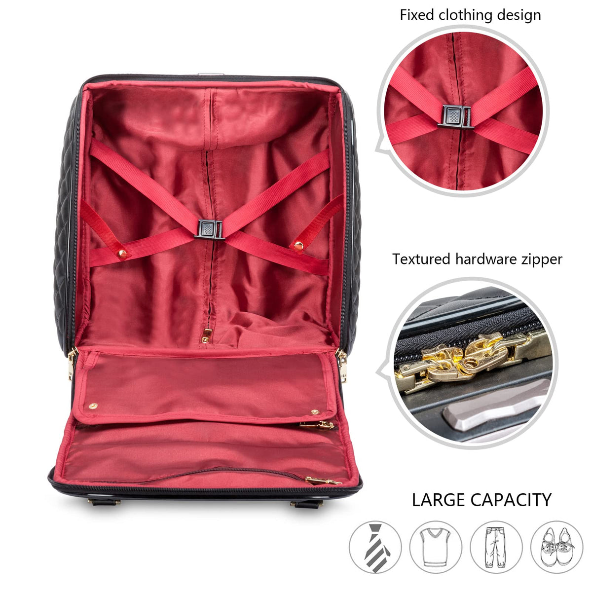 Leather Expandable Spinner Underseat Carry On Luggage U10538