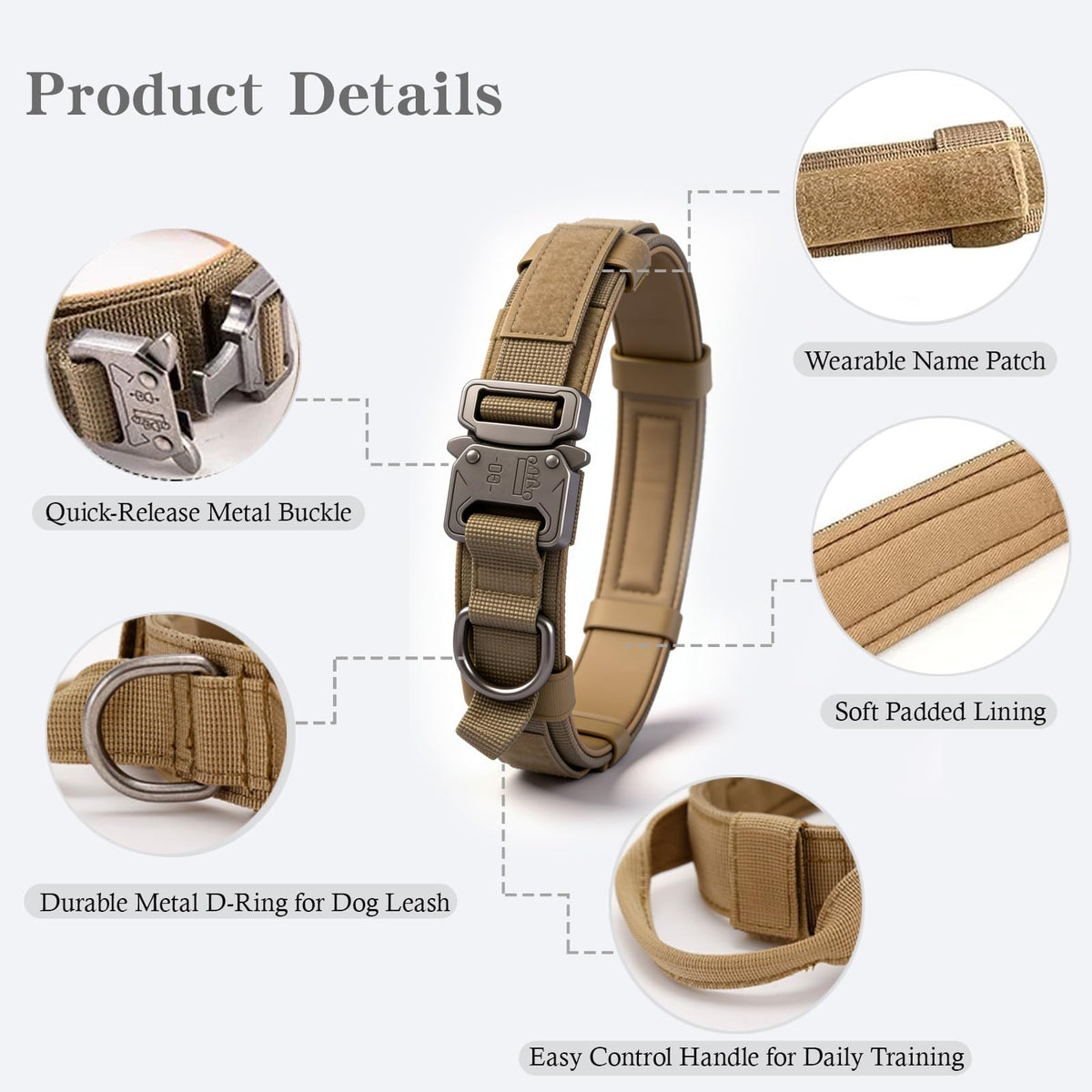 Adjustable Nylon Tactical Dog Collar with Control Handle G442325