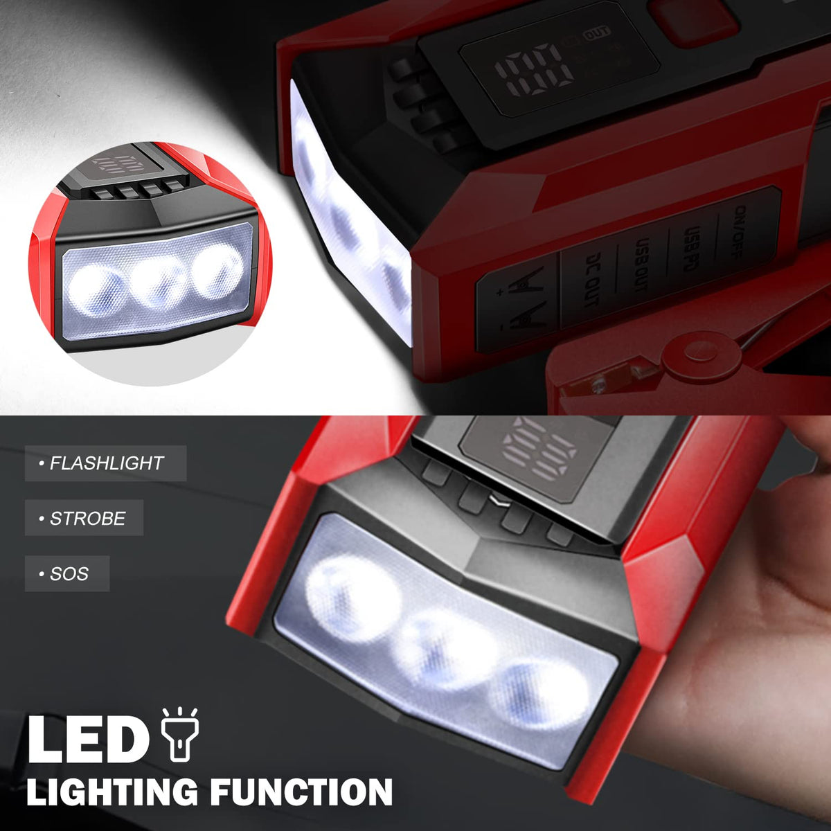12V 2000A Peak Portable Car Battery Jump Starter with Carry Case Z9245