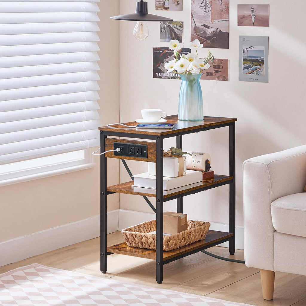 Charging Station End Table with 3 Tier Storage Shelf N323595