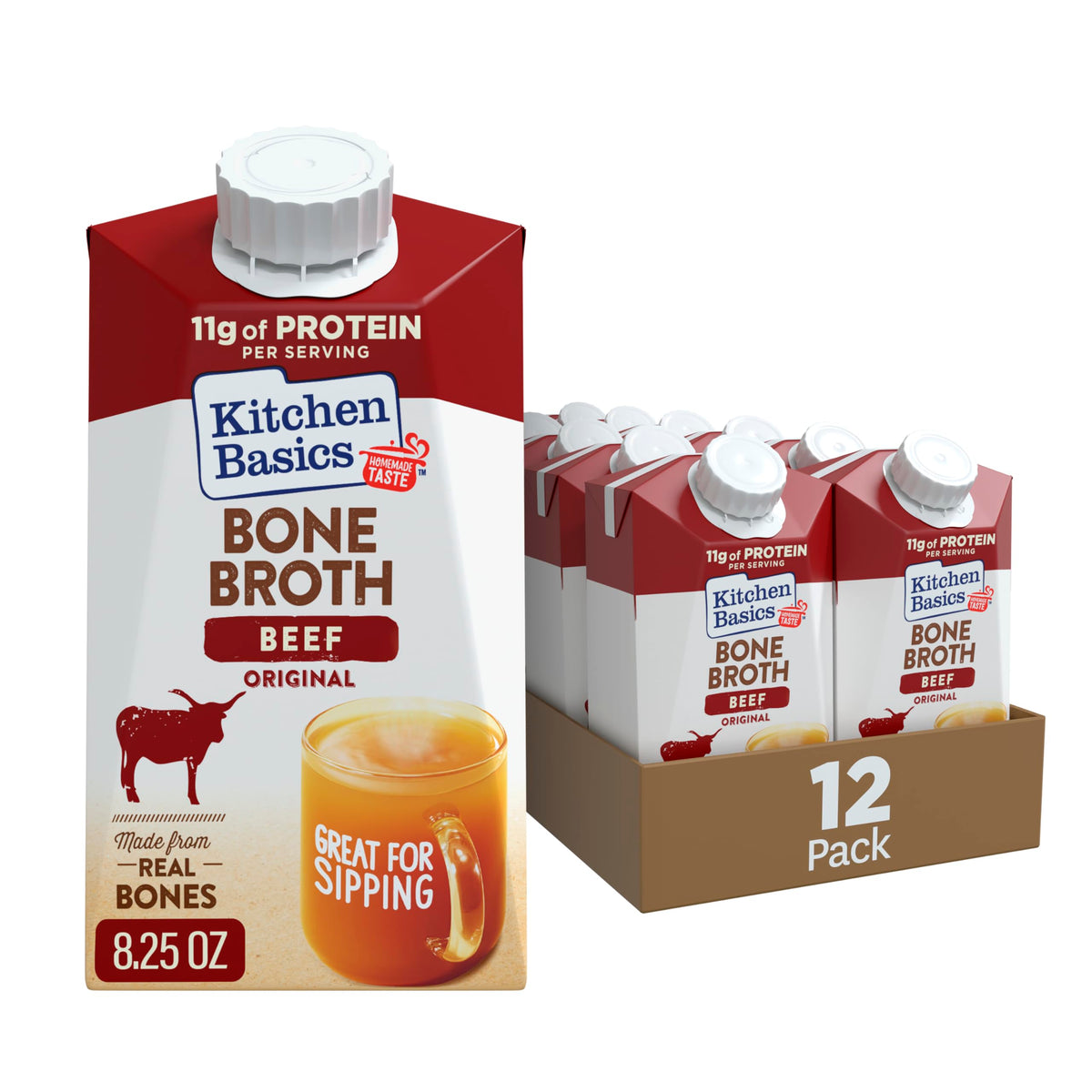 Beef Bone Broth 8.25 oz Carton Pack of 12 K777