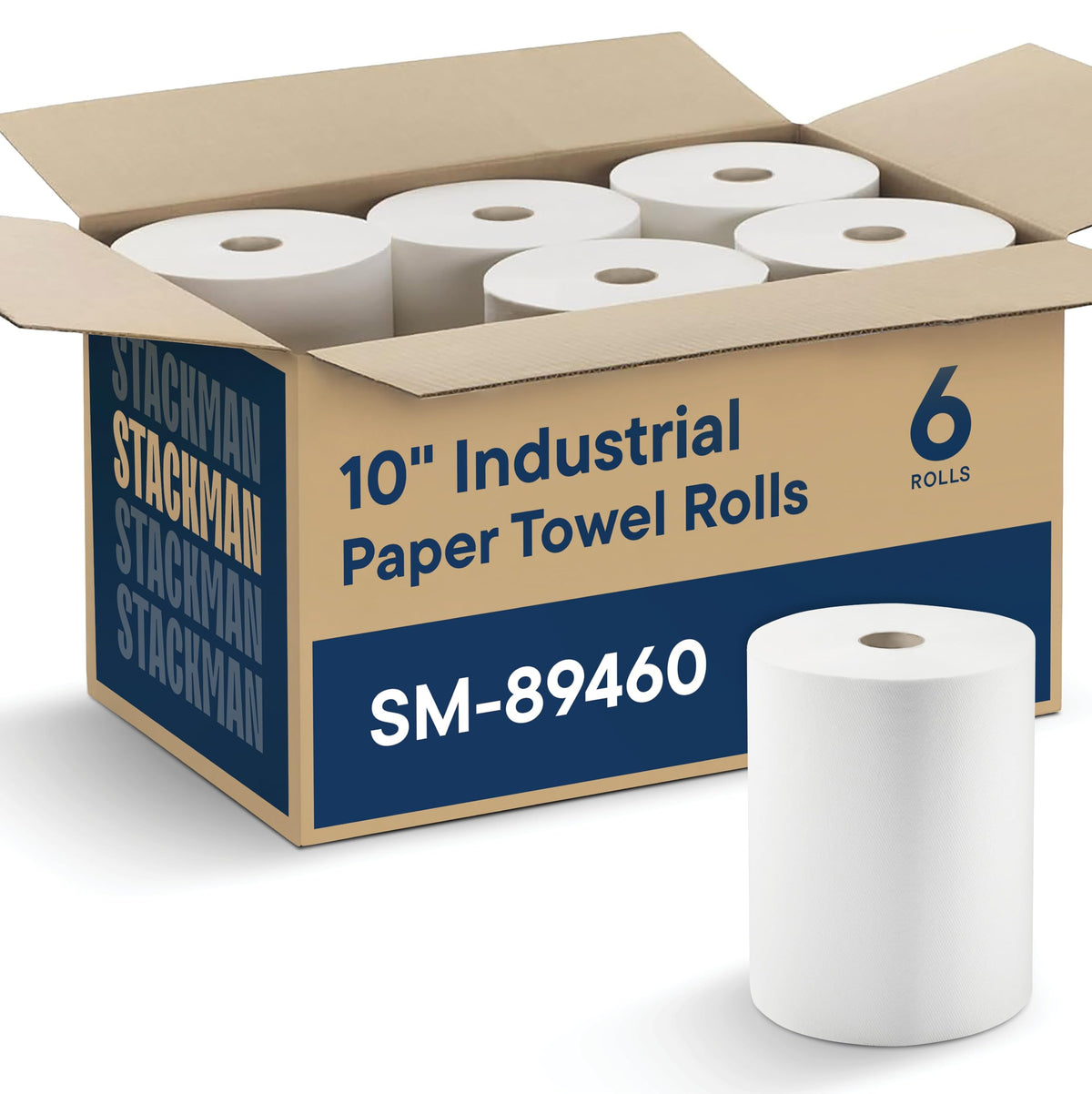 10 x 800 White Paper Towel Rolls 6 Pack A6551