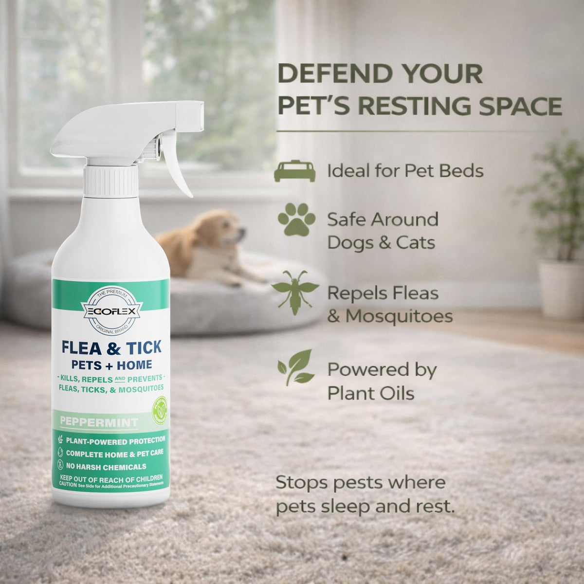 Plant-Based Flea Spray with Peppermint Scent 16oz W40996