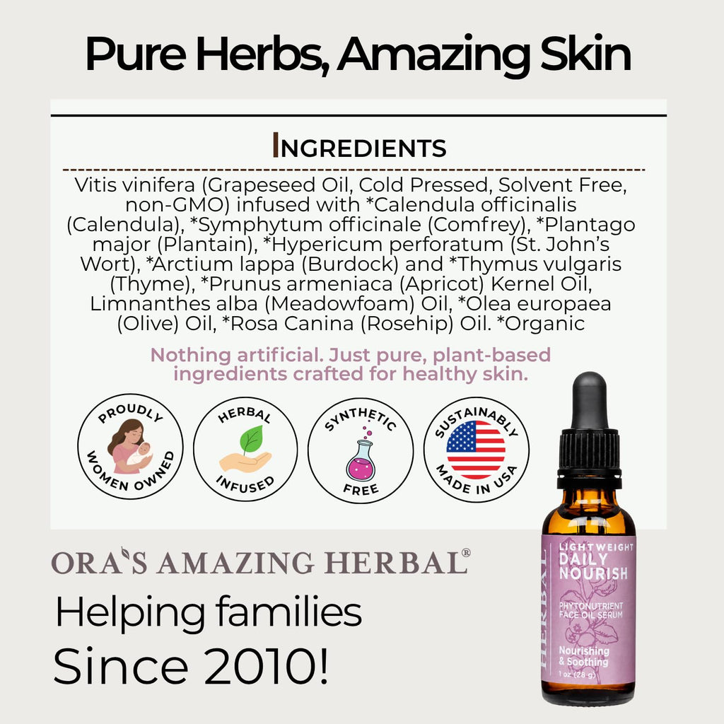Unscented Plant Based Face Oil Serum, 1 oz M426
