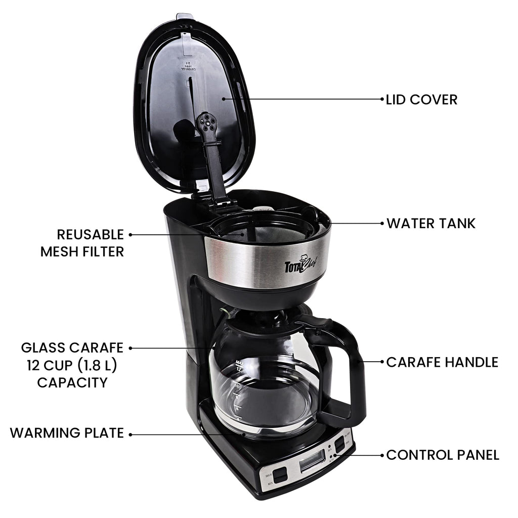 Programmable Coffee Maker Stainless Steel 12-Cup Glass Carafe Black/Gray E346740