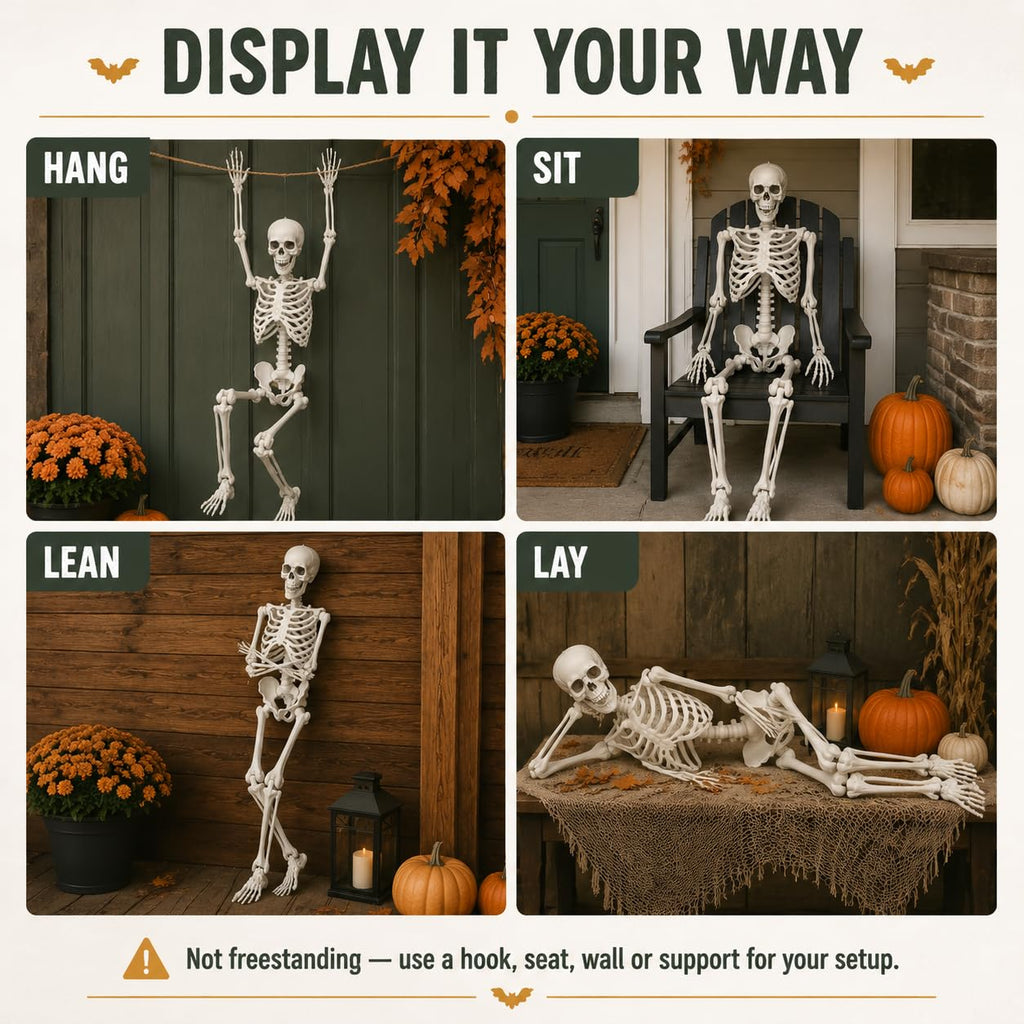 Life Size Posable Full Body Skeleton with Movable Joints and Hanging Loop J784983