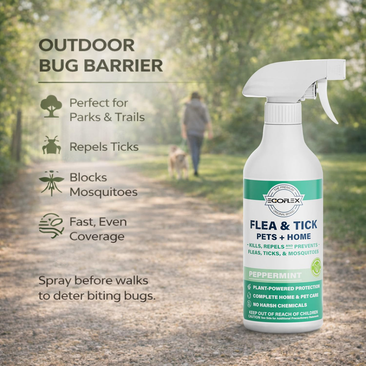 Plant-Based Flea Spray with Peppermint Scent 16oz W40996