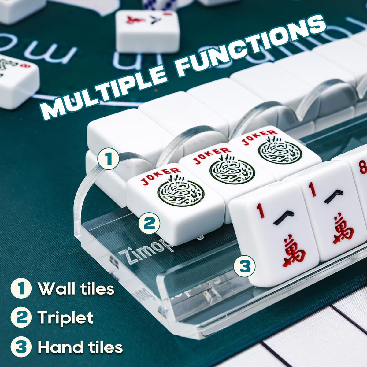 Clear Acrylic 17.5inch Mahjong Racks with Magnetic Pushers, 4 PCS M316053