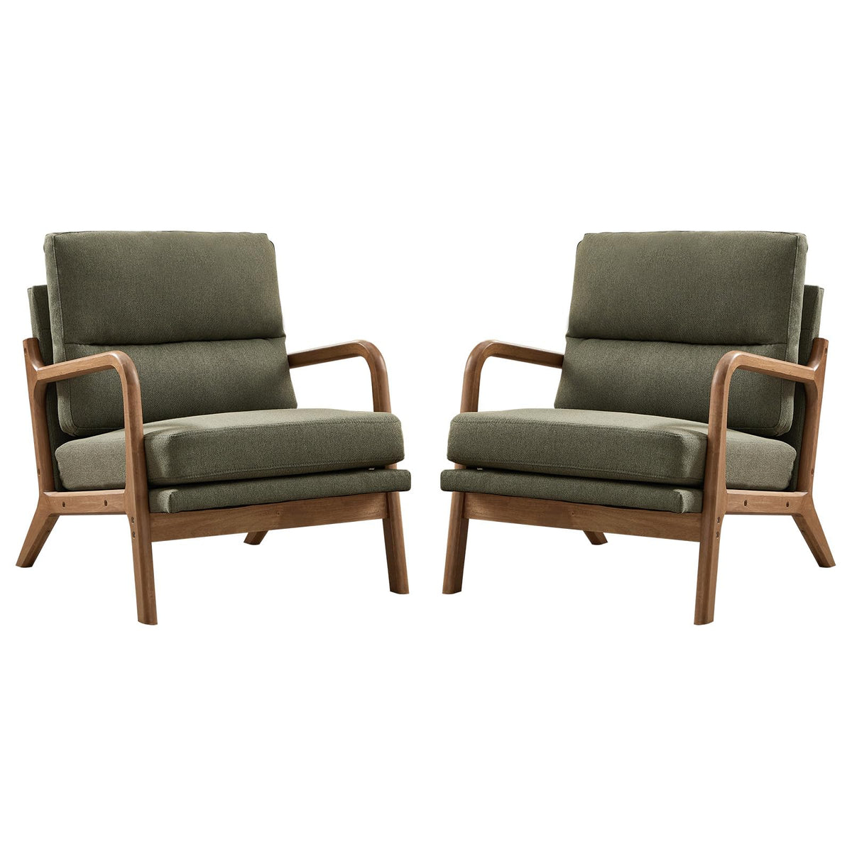 Mid Century Accent Chair Set of 2 Green X514