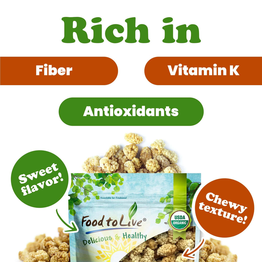Organic Dried White Mulberries 8 Ounces T93889