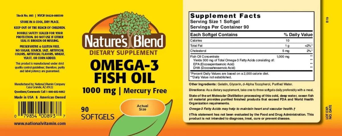 Omega-3 Fish Oil 1000 mg 90 Softgels R88952