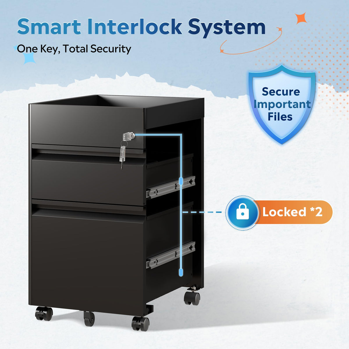 2 Drawer Metal File Cabinet with Lock M5411