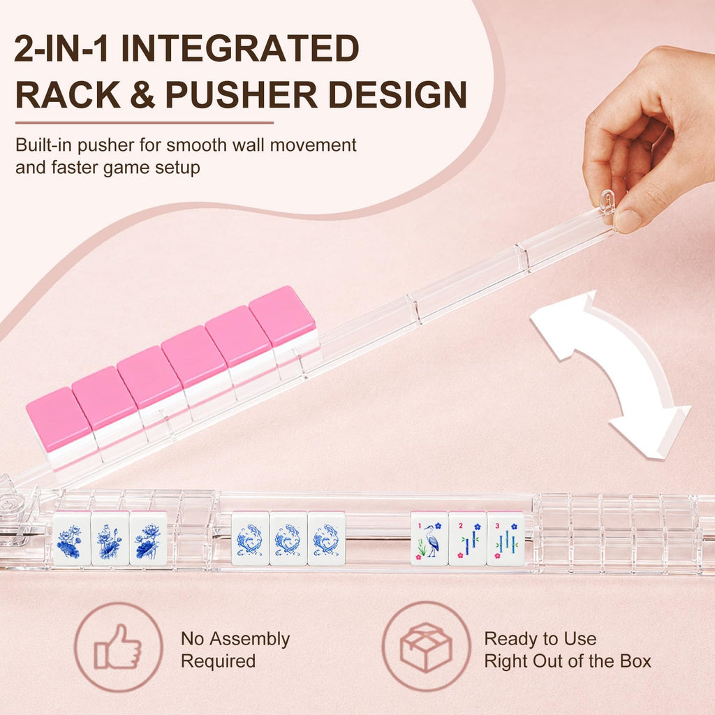 Clear Mahjong Racks with Pushers 4-Pack V14927